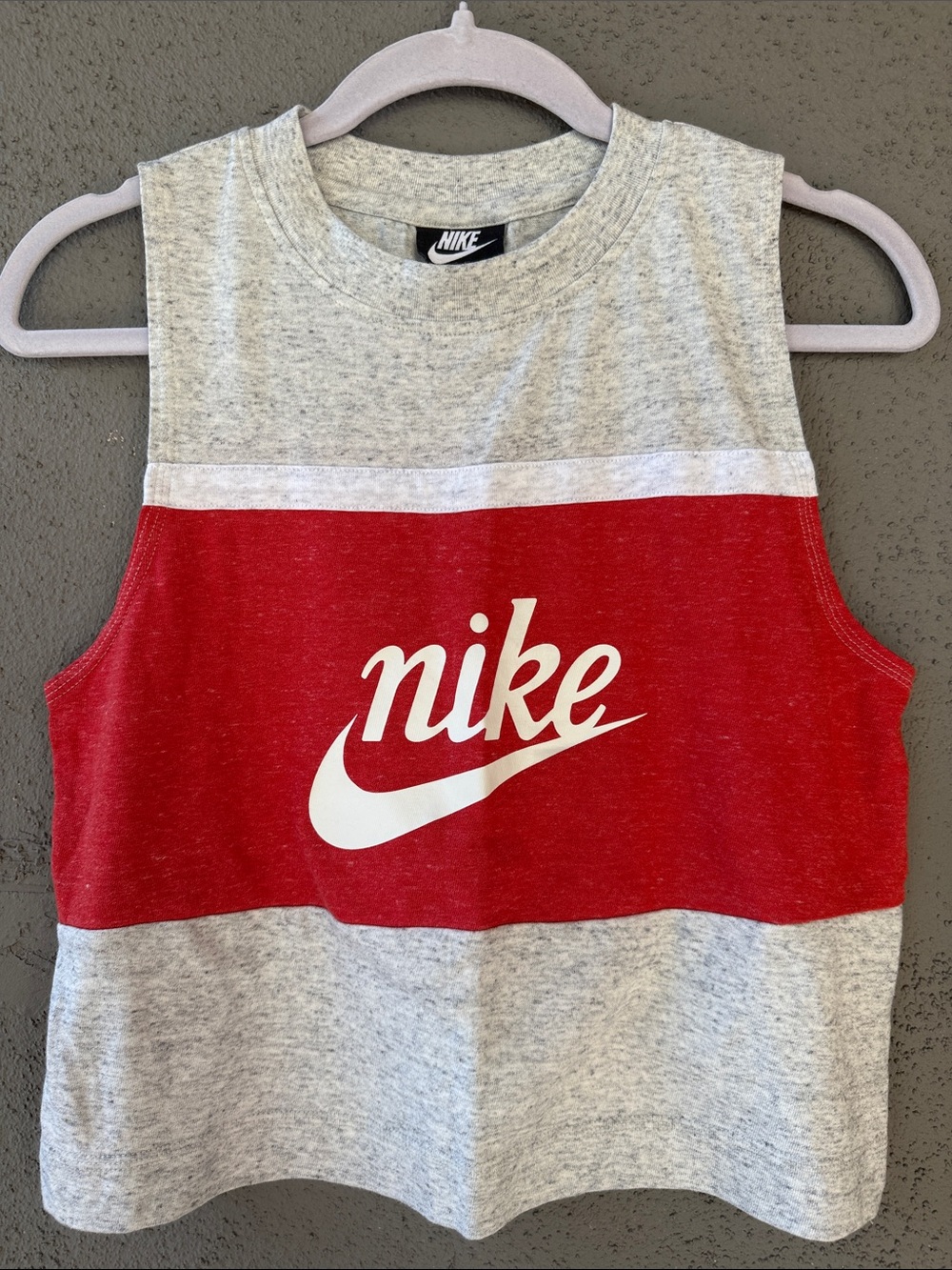 Nike Red and Heather Gray Women’s Sleeveless Logo Tank